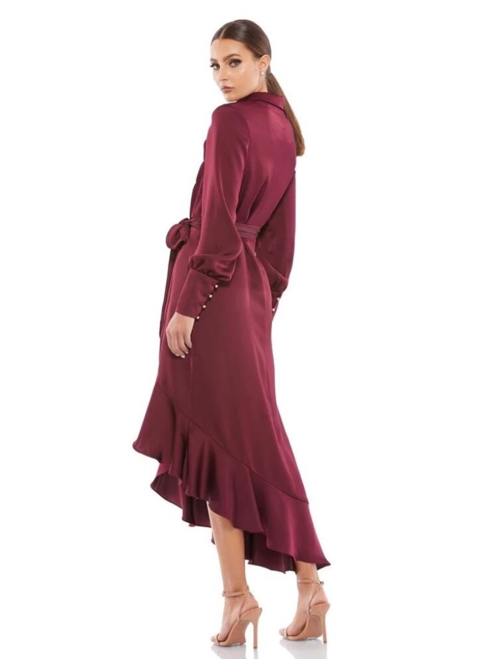 NWT Mac Duggal 12506 Wine Satin - Picture 2 of 2
